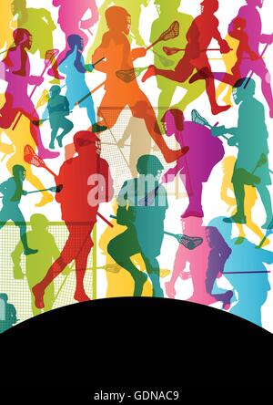 Lacrosse Spieler aktive Männer Sport Silhouetten abstrakten Hintergrund Illustration Vektor Stock Vektor