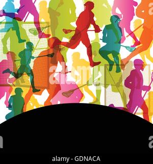 Lacrosse Spieler aktive Männer Sport Silhouetten abstrakten Hintergrund Illustration Vektor Stock Vektor