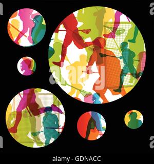 Lacrosse Spieler aktive Männer Sport Silhouetten abstrakten Hintergrund Illustration Vektor Stock Vektor