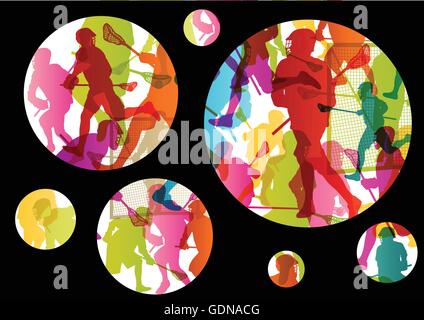 Lacrosse Spieler aktive Männer Sport Silhouetten abstrakten Hintergrund Illustration Vektor Stock Vektor