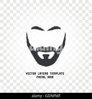 Isolierte Gesicht mit Schnurrbart und Bart Vektor-Logo. Männer Barber Shop Emblem. Stock Vektor