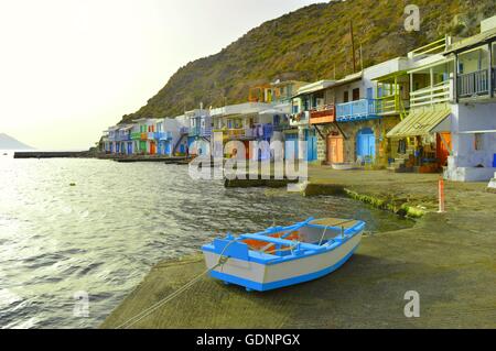 Traditionelles Fischen Dorf Klima, Insel Milos, Griechenland Stockfoto