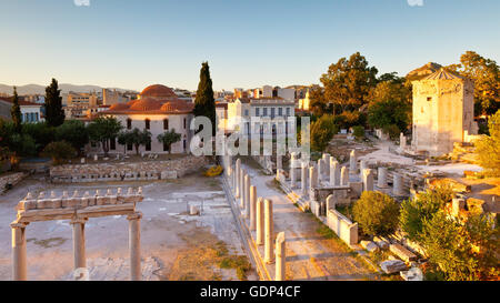 Überreste der römischen Agora und Turm der Winde in Athen. Stockfoto