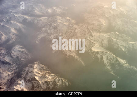 Luftaufnahme von Schnee bedeckt Berge, Frankreich Stockfoto