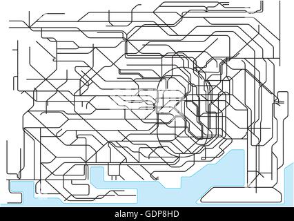 Tokio-ÖPNV-Schema auf weißem Hintergrund Stock Vektor