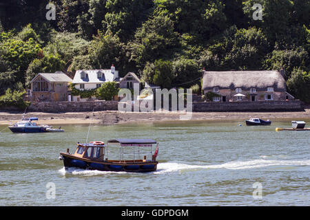 Blick vom Greenway Kai Wasser Fähre am Fluss Dart, Devon, Dittisham, uk, Fluss, Wasser, Sommer, Ditsum, Ziel, Stockfoto