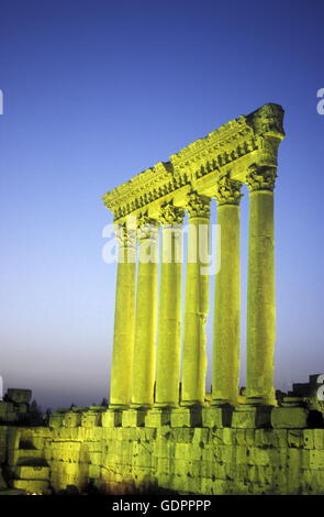 Tempel-Stadt von Baalbek im Osten des Libanon im Nahen Osten. Stockfoto