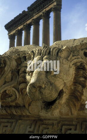 Tempel-Stadt von Baalbek im Osten des Libanon im Nahen Osten. Stockfoto