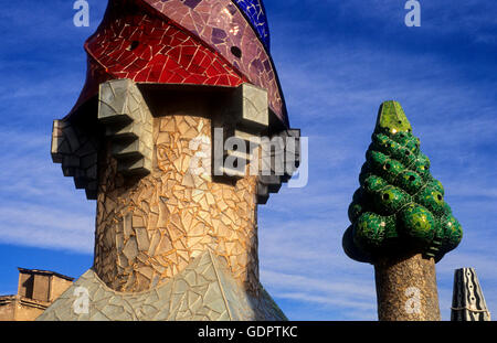 Barcelona: Dach des Palau Güell (Gaudí, 1886-1890). Stockfoto