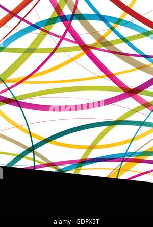 Farbe runden Ellipse Linien Wellen buntes Mosaik abstrakte Abbildung Hintergrund Vektor Stock Vektor