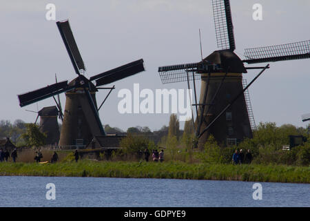 Aus dem Jahre 1740, sind der 19 Windmühlen bei Kinderdjik eine führende Attraktion in den Niederlanden und zum geschützten UNESCO-Weltkulturerbe. Stockfoto