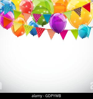 Party Hintergrund mit Fahnen und Ballons-Vektor-Illustration Stock Vektor