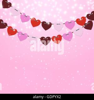 Party Hintergrund mit Herz geformt Flaggen-Vektor-Illustration Stock Vektor