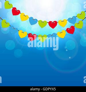 Party Hintergrund mit Herz geformt Flaggen-Vektor-Illustration Stock Vektor