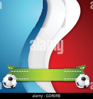 Graphischen Vektor Hintergrund der Fußball-Europameisterschaft in Frankreich mit corporate Wellen in französische Flagge und Grünband gefärbt Stock Vektor