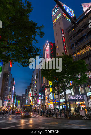 Beleuchtete Shibuya, Kanto-Region, Tokyo, Japan Stockfoto