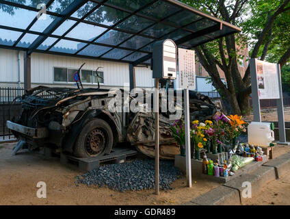 Ein Schrein für Polizei Opfer des Tsunami 2011, Präfektur Fukushima, Tomioka, Japan Stockfoto