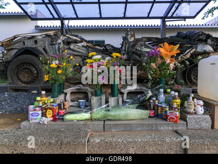 Ein Schrein für Polizei Opfer des Tsunami 2011, Präfektur Fukushima, Tomioka, Japan Stockfoto