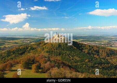 Geographie/Reisen, Deutschland, Baden-Wuerttemberg, Burg Hohenzollern, Blick vom Zeller Horn, in der Nähe von Hechingen, Additional-Rights - Clearance-Info - Not-Available Stockfoto