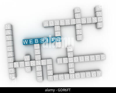 3D Bild Website Word cloud-Konzept Stockfoto