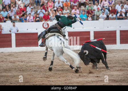 Linares, Spanien - 31. August 2011: Diego Ventura, Stierkämpfer zu Pferd Spanisch, Linares, Jaen, Spanien Stockfoto