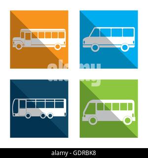 Bühnenbild Bustypen Symbole isoliert Stock Vektor