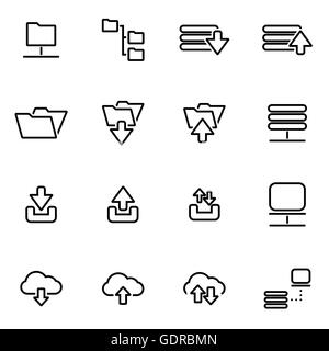 Vektor-Linie ftp Iconset auf weißem Hintergrund Stock Vektor