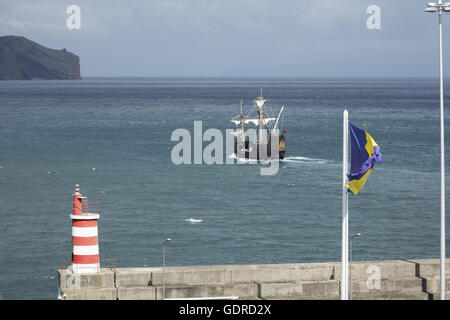 Alten Segeln Schiff Replik Santa Maria De Colombo in Madeira Stockfoto