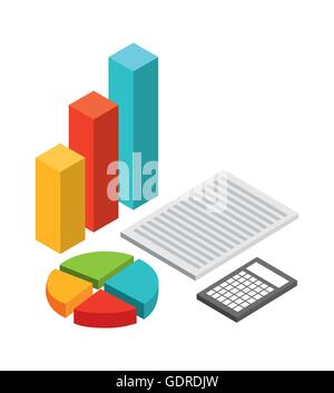 Infografiken Dokumentsymbol Rechner. Isometrische Design. Vektor Stock Vektor