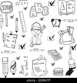 Werkzeuge Kritzeleien Schulset Stock Vektor