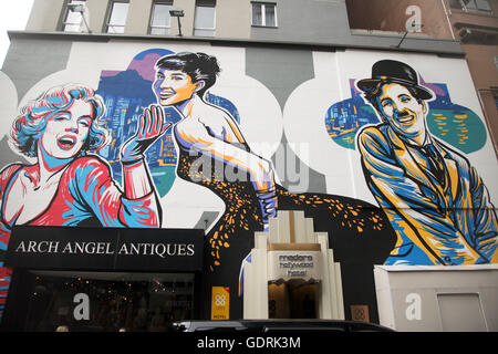Hong Kong Straße Werbung im Zentrum von Hongkong, Asien. Stockfoto