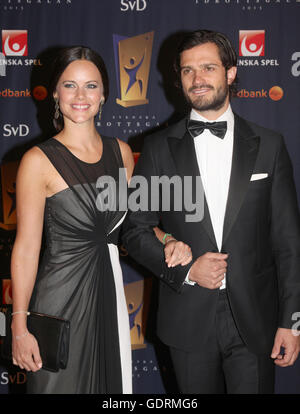 Der schwedische Prinz CARL PHILIP mit seiner zukünftigen Frau Sofia Hellqvist bei schwedischen Sport gala Stockfoto