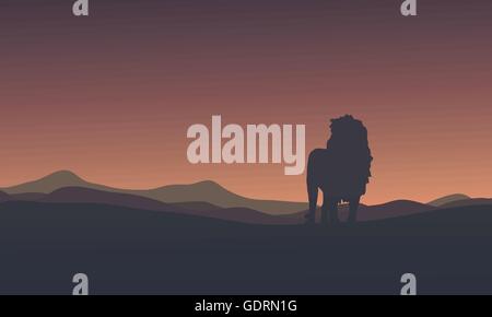 Silhouette der Löwe schöne Landschaft Stock Vektor