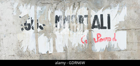 RIP, Erodieren, Plakat, Papier, Wand, Beton Riss Stockfoto