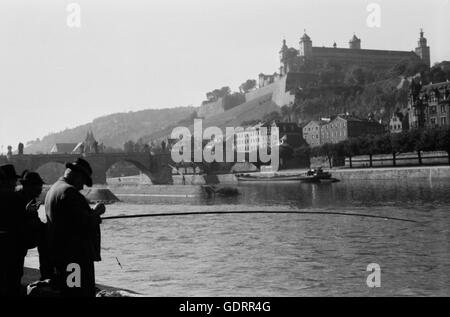 Festung Marienberg in Würzburg, 1950er Jahre Stockfoto