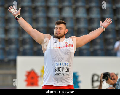 Bydgoszcz, Polen. 19. Juli 2016. Konrad Bukowiecki von Polen in das Finale der Herren Kugelstoßen während der Nachmittagssitzung am 1. Tag von der IAAF World Junior Championships Zawisza Stadium am 19. Juli 2016 in Bydgoszcz, Polen. Bildnachweis: Roger Sedres/Alamy Live-Nachrichten Stockfoto