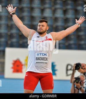 Bydgoszcz, Polen. 19. Juli 2016. Konrad Bukowiecki von Polen in das Finale der Herren Kugelstoßen während der Nachmittagssitzung am 1. Tag von der IAAF World Junior Championships Zawisza Stadium am 19. Juli 2016 in Bydgoszcz, Polen. Bildnachweis: Roger Sedres/Alamy Live-Nachrichten Stockfoto