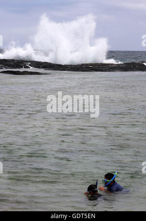 Seltene Schnee fiel in den letzten Tagen über die Inseln von Hawaii Maui und Big Island. Stockfoto