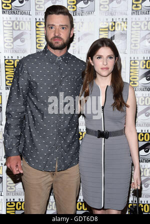 San Diego, Kalifornien, USA. 21. Juli 2016. Justin Timberlake & Anna Kendrick kommt für das Foto-Shooting des Films DreamWorks Animation '' Trolle '' im Bayfront Hilton Hotel. Bildnachweis: Lisa O'Connor/ZUMA Draht/Alamy Live-Nachrichten Stockfoto
