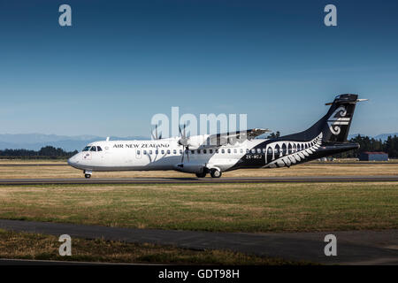 Air New Zealand ATR 72 am Flughafen von CHC, Christchurch, Canterbury, Südinsel, Neuseeland Stockfoto