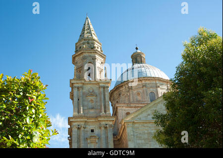 Madonna di San Biagio, ähnlich wie San Pietro Rom, Montepulciano, historischen Renaissance Stadt, Toskana, Italien Stockfoto