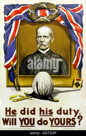 FREDERICK ROBERTS Ist Earl Roberts (1832-1914) britische Heerführer im ersten Weltkrieg 1916 recruiting poster Stockfoto