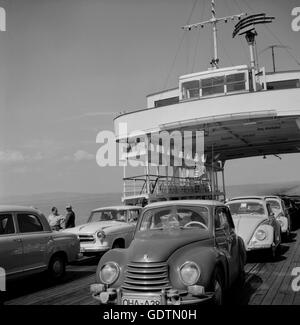 Autofähre am See Konstanz, 1953 Stockfoto