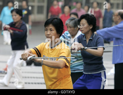 Frühsport in Peking Stockfoto