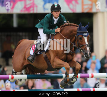 Bertram Allen auf Romanov während des Sport-Irland-Classic während eines Tages die Dublin Horse Show in der RDS Dublin heute. Stockfoto