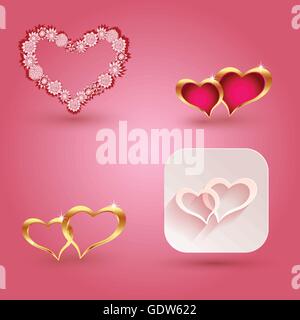 Herzen und Symbol-Elemente für Valentinstag s oder Hochzeiten. Stock Vektor