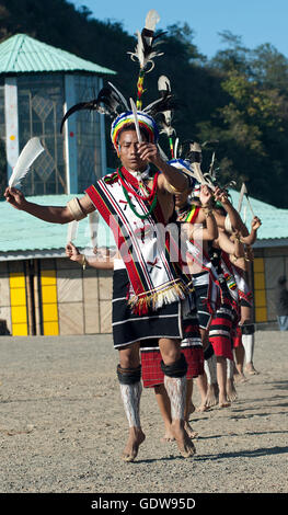 Das Bild der Zeliang Naga Männer Hornbill Festival, Nagaland, Indien Stockfoto