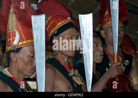 Das Bild des Chang Stamm Menschen Hornbill Festival, Nagaland, Indien Stockfoto