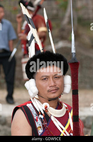 Das Bild des Rengma Naga Stammes Menschen Hornbill Festival, Nagaland, Indien Stockfoto