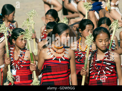 Das Bild des Sumi-Stammes beim Hornbill Festival, Nagaland, Indien Stockfoto